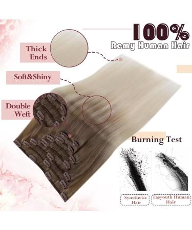 Easyouth Ombre Clip in Hair Extensions Human Hair 20 Inch 120g 7Pcs Double Weft Brown to Blonde Balayage Real Hair Extensions - Buy Online on GoSupps.com