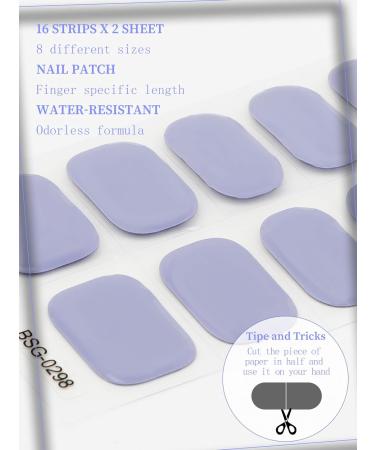 Kalolary 32PCS Cured Gel Nail Polish Strips Adhesive Full Wrap Gel Nail Art Sticker Waterproof Gel Nail Wrap Stickers with Nail File and Stick(UV/LED Lamp Required) (Light Purple) - Buy Online on GoSupps.com