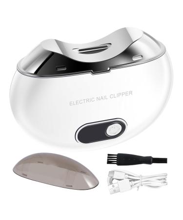 Electric Fingernail Cutter - Fingernail Cutter and File Rechargeable Automatic Trimmer Light & 3 Speeds Clipper LCD Digital Display for Children Kids Adult Seniors White