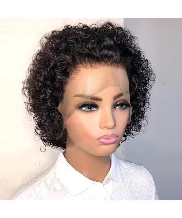 SIZIFEE 8 Short Curly Lace Front Human Hair Wig | Pixie Cut HD Lace Wig for Black Women (Natural Color) - Buy Online on GoSupps.com