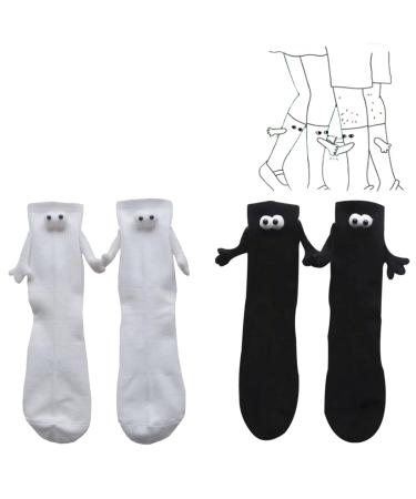 LONGLUAN Couple Holding Hands Funny Socks Magnetic Sucktion 3D Doll Couple Socks Matching Socks for Couples One Size 2pairs-mix