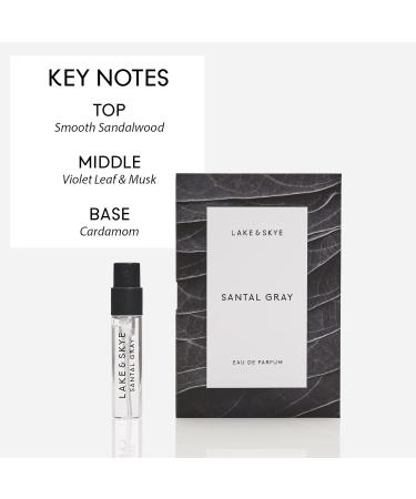 Lake & Skye Santal Gray Eau de Parfum Long Lasting Fragrance 0.06 fl oz (2 ml) - Aromatic Woody Spicy 0.06 Fl Oz (Pack of 1) - Buy Online on GoSupps.com