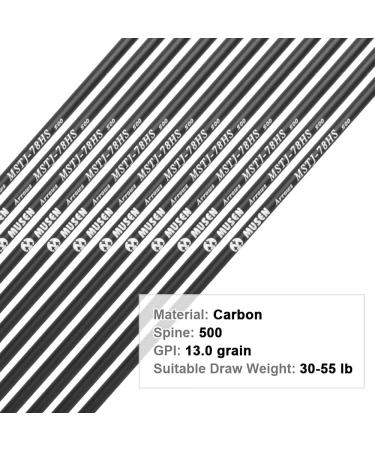 Musen 28/30 Carbon Archery Arrows 12pcs | Shaft Spine 500, GPI 13.0 | Removable Tips | Compound & Recurve Bow | Hunting & Target Practice (Black 28) - Buy Online on GoSupps.com