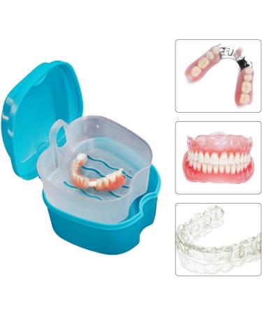 Gusengo Denture Container - Dark Blue Plastic Braces Storage Box with Sieve for Prosthesis Teeth Cleaning | International Shipping - Buy Online on GoSupps.com