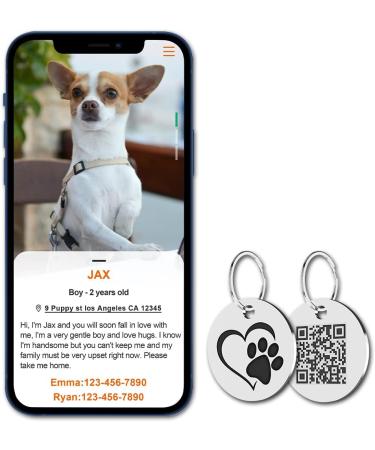 Buy MyLuckytag Stainless Steel Cat QR Code Tags - Pet Profile Location Tracking & Email Alerts - Silver - Buy Online on GoSupps.com