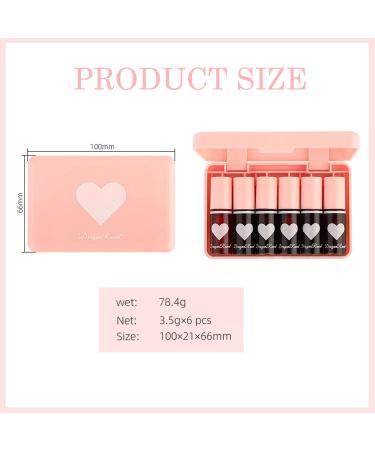6 Colors Korean Lip Tint Stain Set - Long Lasting High Pigment Liquid Lipstick and Cheek Tint - Waterproof and Non-Sticky - Buy Online on GoSupps.com