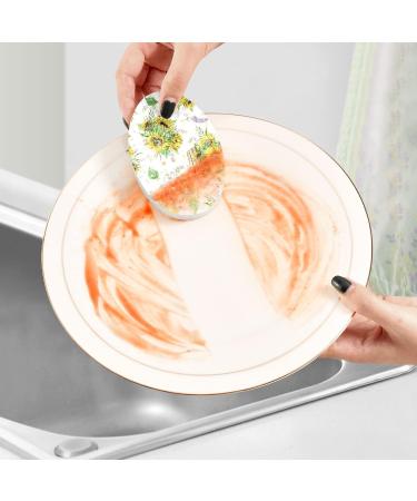 3-Pack Cleaning Kitchen Sponges Oval Sunflower Bouquet Lavender Kitchen Cellulose Dishwashing Wood Pulp Cotton - Buy Online on GoSupps.com