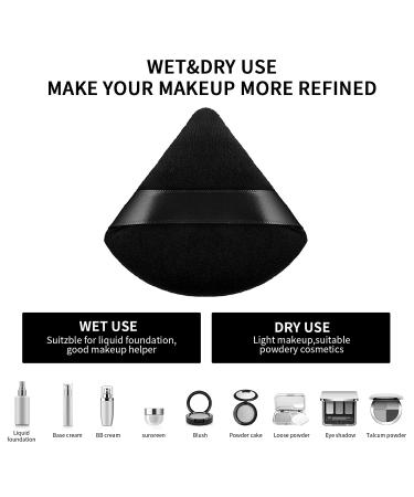 Molain 10Pcs Pure Cotton Triangle Makeup Puff Set - Soft Wedge Shape with Strap for Contouring, Under Eyes and Corners - Black - Buy Online on GoSupps.com