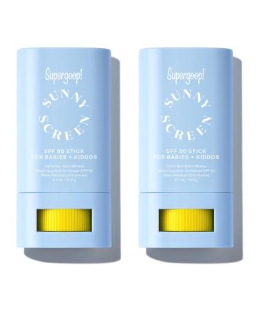 Supergoop! Sunnyscreen 100% Mineral Stick SPF 50 - 0.7 oz - Pack of 2 - Face & Body Sunscreen for Babies & Kids - 100% Non-Nano Mineral Formula - Pediatrician Tested & Hypoallergenic