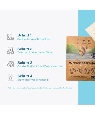 Seas Bees Trees Eco-Friendly Laundry Strips - 32 Sustainable Detergent Leaves for White & Colorful Washes | Fresh Linen Fragrance | Travel-Friendly & CO2 Saving - Buy Online on GoSupps.com