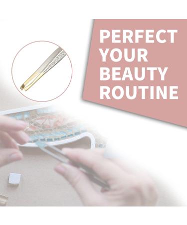 Luvadeyo Stainless Steel Eyebrow Tweezers - Professional Classic Plucking Tool for Hair Removal Eyelash Extension and Facial Care - Offset Design & Gold-Plated Finish - Buy Online on GoSupps.com