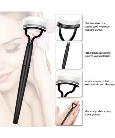 Eyelash Brush Eyelash Comb Eyebrow Brush Eyelash Separator Mascara Applicator Eyelash Definer with Comb Cover Designed Cosmetic Brushes Tool/51 Black - Buy Online on GoSupps.com