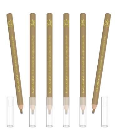 KAIQIKAIXI Microblading Eyebrow Pen (Pack Of 6) -Disposable Pen for Brows - Sterilized Blade Manual Eyebrow Pens Sterilized Blade Tools for Eyebrow (BROWN)
