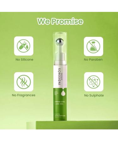 INDEEKOS Under Eye Gel Cream Reduces Dark Circles Puffiness Dryness Wrinkles and Fine Lines Glow Booster With Caffeine and Green Tea Ideal for Men and Women For All Skin Types-15gms Vegan - Buy Online on GoSupps.com