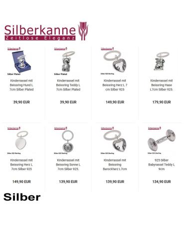 Premium Silver Plated Children's Rattle Jug with Teething Ring - Perfect Gift with Chic Packaging | 7cm Heart Design - Buy Online on GoSupps.com