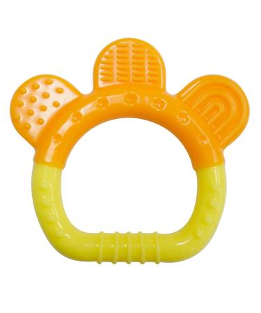 PREMYO Teething Ring for Babies Cooling - Teething Aid Made of Silicone BPA Free Soft - Relieves Teething Pain - Orange Yellow