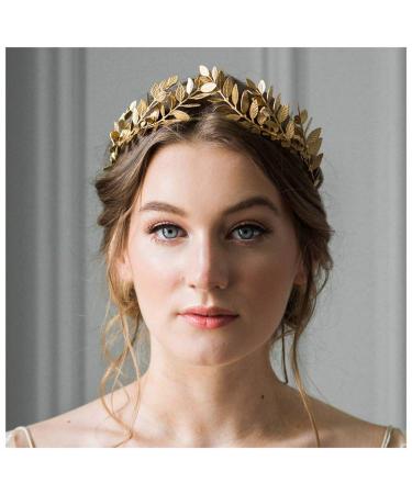 Chmier Bridal Headband Leaf Vine Headband Gold Leaf Crown Leaf Tiara Wedding Headpiece Bridesmaid Prom Festival Hair Accessories for Women and Girls(Gold)