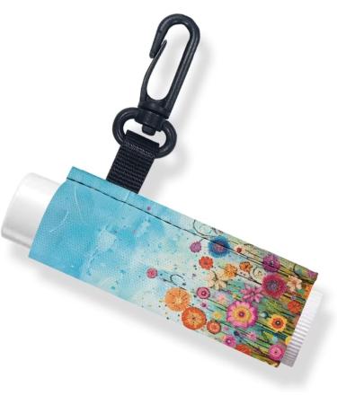 Flower Print Chapstick Holder Keychain Wristlet - Stylish Lipstick Organizer for Women & Girls - Buy Online on GoSupps.com