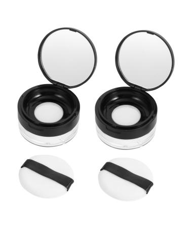 FOYTOKI 2pcs Elastic Mesh Loose Powder Box DIY Powder Case Travel Powder Case Makeup Powder Case Abs Black