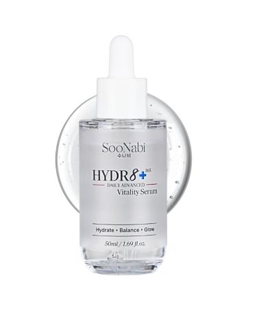 SooNabi HYDR8+ 365 Daily Advanced Vitality Serum 50ml | 7 Types of Hyaluronic Acid NB P Complex Multi Peptide Complex Centella Asiatica & Beta Glucan Niacinamide | Vegan pH Balanced Hydration