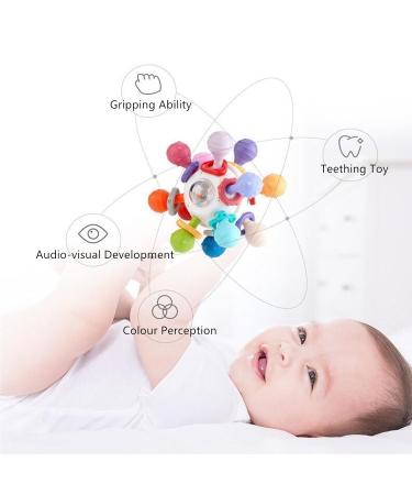 Soft Silicone Baby Biting Toys & Rattles | Sensory Educational Balls for 0-18 Months - Ideal for Young Girls - Buy Online on GoSupps.com