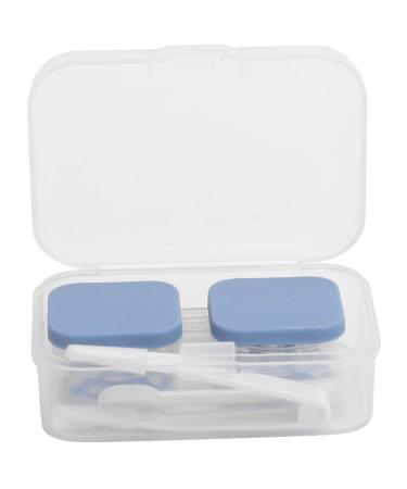 Contact lens container portable plastic cosmetics box travel storage organizer with a staff tool set for travel at home (inkblue)