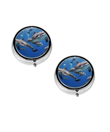 Killer Whale Print Printed Mini Round Pill Box Pill Box 3 Compartment Medicine Pill Case Pill Organizer Travel Pillbox Portable Pill Box for Pocket Home Office Use