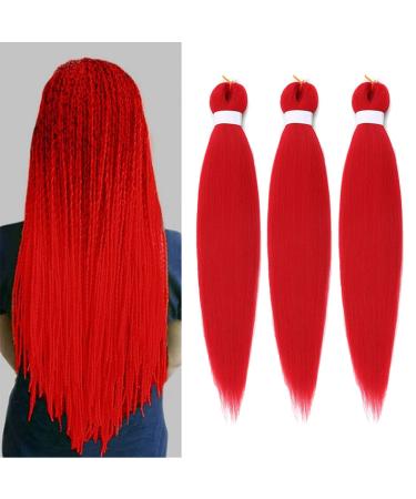 Antiensed braiding hair Easy Braid Professional itch-free synthetic fiber crochet borders yaki texture hair extensions 3 packs braid hair 66cm red# 66 cm (3 Pack) red (red)