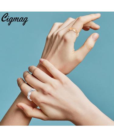 Cigmag 2PCs Magnetic Lymph Drainage for Women - 99% Pure Copper Adjustable Finger Rings in Silver & Rose Gold with Gift Box - Buy Online on GoSupps.com