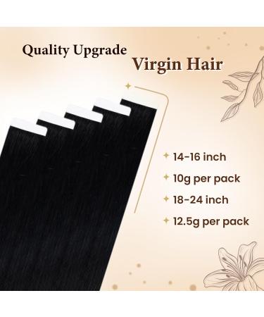 Hetto Remy Tape Extensions - Real Hair Black Injected Tape-in Extensions | 5PCs 45cm 18 Inch #1 - Buy Online on GoSupps.com