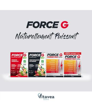 Vitavea - Force G Booster Shot BIO - Food supplement Fatigue Tonus and Natural defenses - Ginseng Guarana Ginger Green tea - 20 ampoules - 20 days cure - Made in France - Buy Online on GoSupps.com