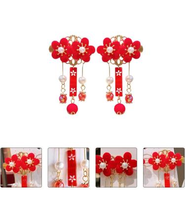 Lurrose Hanfu Headwear Cosplay Girl Chinese Flower Dangling Bead Hair Pin Tassel Hairpin Jewelry Vintage Hair Clip for Kimono Yukata Bride Geisha Antiquity 1 Pair - Buy Online on GoSupps.com