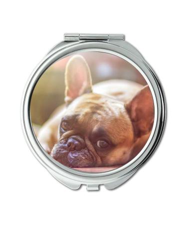 YENDOSTEEN Mirror Compact Mirror Dog Bulldog Pet Canine Lying Resting Lazy Tired Pocket Mirror portable mirror