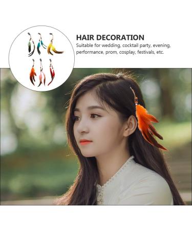 Minkissy 6pcs Colorful Bohemian Feather Hair Clips Set | Native American Indian Style Tassels Headdress | Decorative Hair Accessories - Buy Online on GoSupps.com