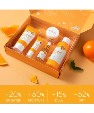 Vitamin C Skincare Set | Hydrating Face Kit with Cleanser Serum Cream & Toner - Anti-Aging Moisturizer for All Skin Types - Buy Online on GoSupps.com