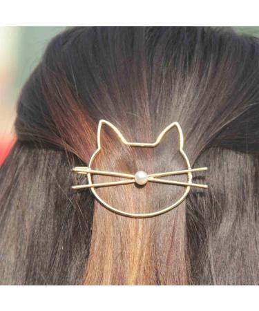 Yheakne Cat Hair Clip Barrette Gold Hair Barrette Pin Animal Hair Barrette Clips Decorative Hair Accessories for Women and Girls Cat Lover Gifts (Gold) - Buy Online on GoSupps.com