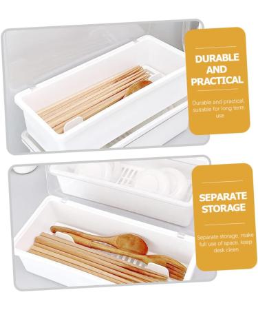 Alipis Box Chopsticks Box Drain Box Metal Chopsticks Metal Tray Useful Chopsticks Holder Household Drawer 28X12.7X7.2CM White - Buy Online on GoSupps.com
