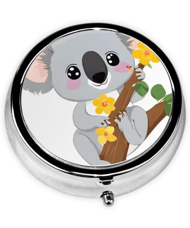 Green Leaf Koala Round Pill Box | 3 Compartment Portable Travel Organizer for Vitamins & Medicine - Buy Online on GoSupps.com