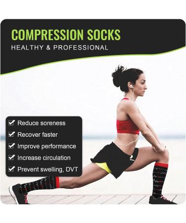 HLTPRO Compression Socks - 6 Pairs 20-30 mmHg for Men & Women | Medical Nurse Running | Black Blue White - Large-X-Large - Buy Online on GoSupps.com