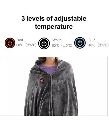 5V Electric Heating Blanket - 3 Levels Adjustable Quick Heating 150x85cm Heated Throw Blanket - Gray | Perfect for Office Use - Buy Online on GoSupps.com