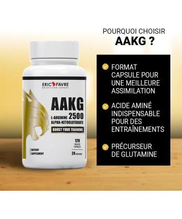 ARGININE MUSCULATION - L-ARGININE ALPHA-KETOGLUTARATE Capsules AAKG 2500 - Special Intense and Effective Sports Training - French Laboratory Eric Favre - Buy Online on GoSupps.com