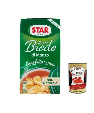 Star Brodo Lot de 6 bouillons de bouillon de b uf liquide 500 ml + polpa italien gourmet 400 g