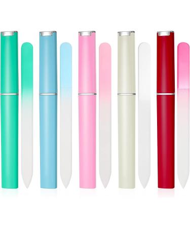 5 Pack Glass Nail File Professional Crystal Nail File Multicolor Crystal Nail File Set with Case Fingernail Files Double-Sided Nail Files for Natural Nails Manicure Tools Gift for Women and Girls Blue-pink-green-red-white - Buy Online on GoSupps.com