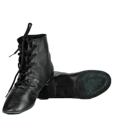 Cheapdancing Mens Practice Dancing Shoes Soft Leather Flat Jazz Boots (10.5) Black