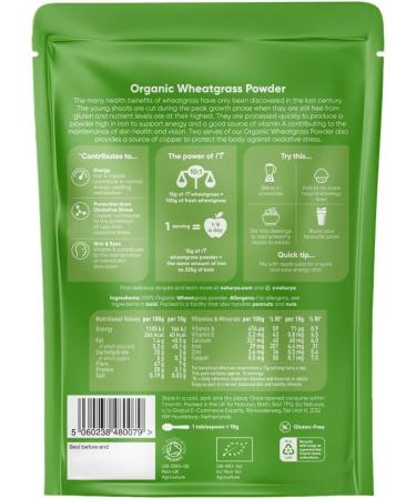 Naturya Organic Wheatgrass Powder 200g - Pure and Nutrient-Rich Superfood - Buy Online on GoSupps.com