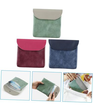 PLAFOPE Sanitary Napkin Storage Bag Button Period Bag Female Accessory Convenient Period Pouch Handbag Pu Multifunction Compact Period Bag Reusable Period Bag 3pcs - Buy Online on GoSupps.com