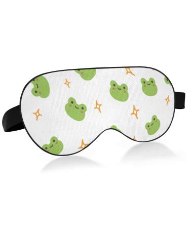 Cute Frog Breathable Sleeping Eyes Mask Cool Feeling Eye Sleep Cover for Summer Rest Elastic Contoured Blindfold for Women & Men Travel