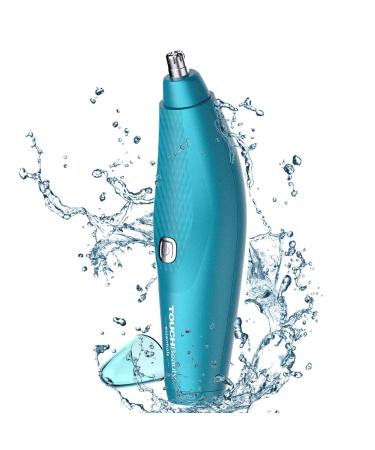 TOUCHBeauty Painless Ear Nose Hair Trimmer for Men Updated Version with Low Battery Reminder Washable Dual Edge Blades Mens Precision Personal Groomer System Battery-Powered Blue