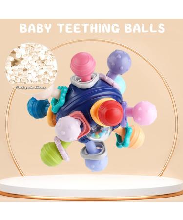 Bite Ring for Babies - Sensorimotor Gripping Ball & Teething Toy | Safe Chewable Rattle for 3-12 Months - Blue - Buy Online on GoSupps.com