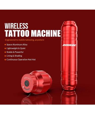 Padieoe Wireless Tattoo Kit for Beginners - Complete Portable Tattoo Pen Set in Red | WTK096 - Buy Online on GoSupps.com